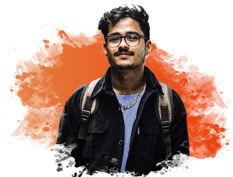 A man in a blue shirt with a happy expression